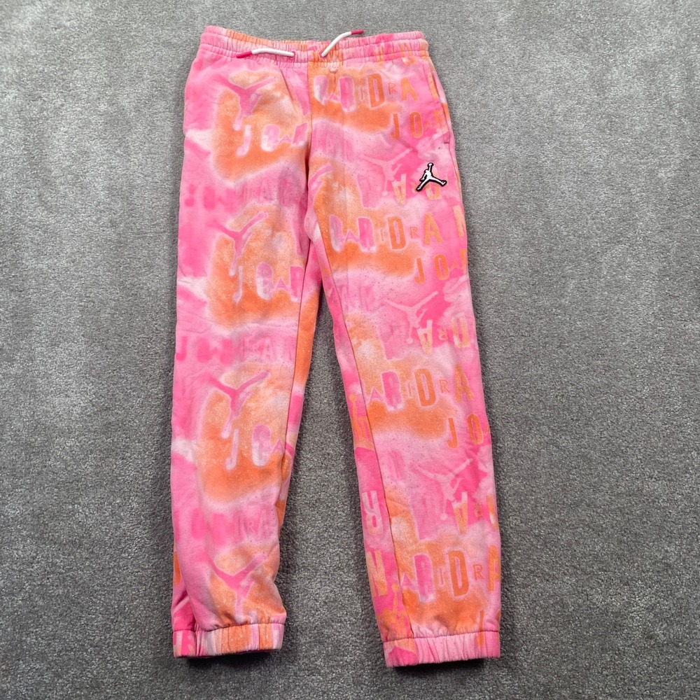Jordan‎ Kids Tie Dye Joggers Pink Orange Jumpman Logo Sweatpants Size L